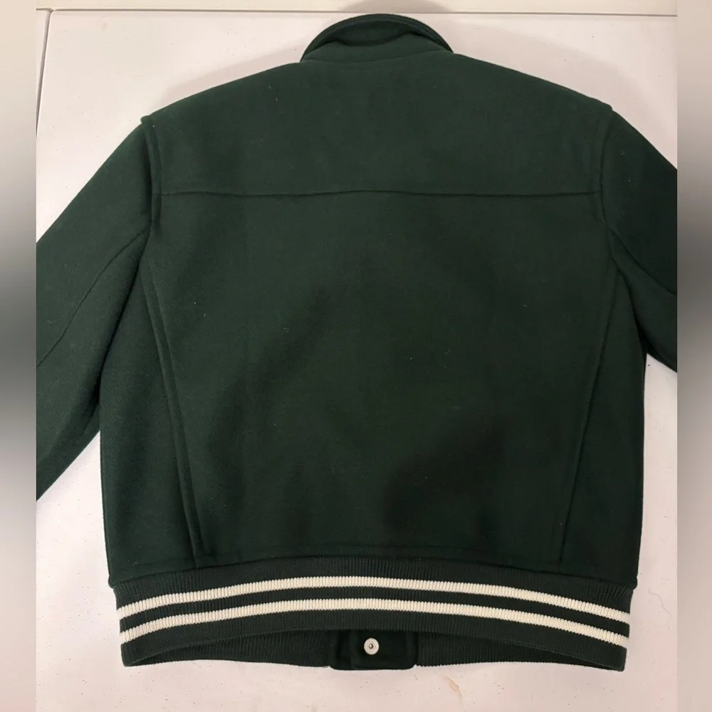 GAP Unisex Kids Forest Green Varsity Jacket sz M-0219